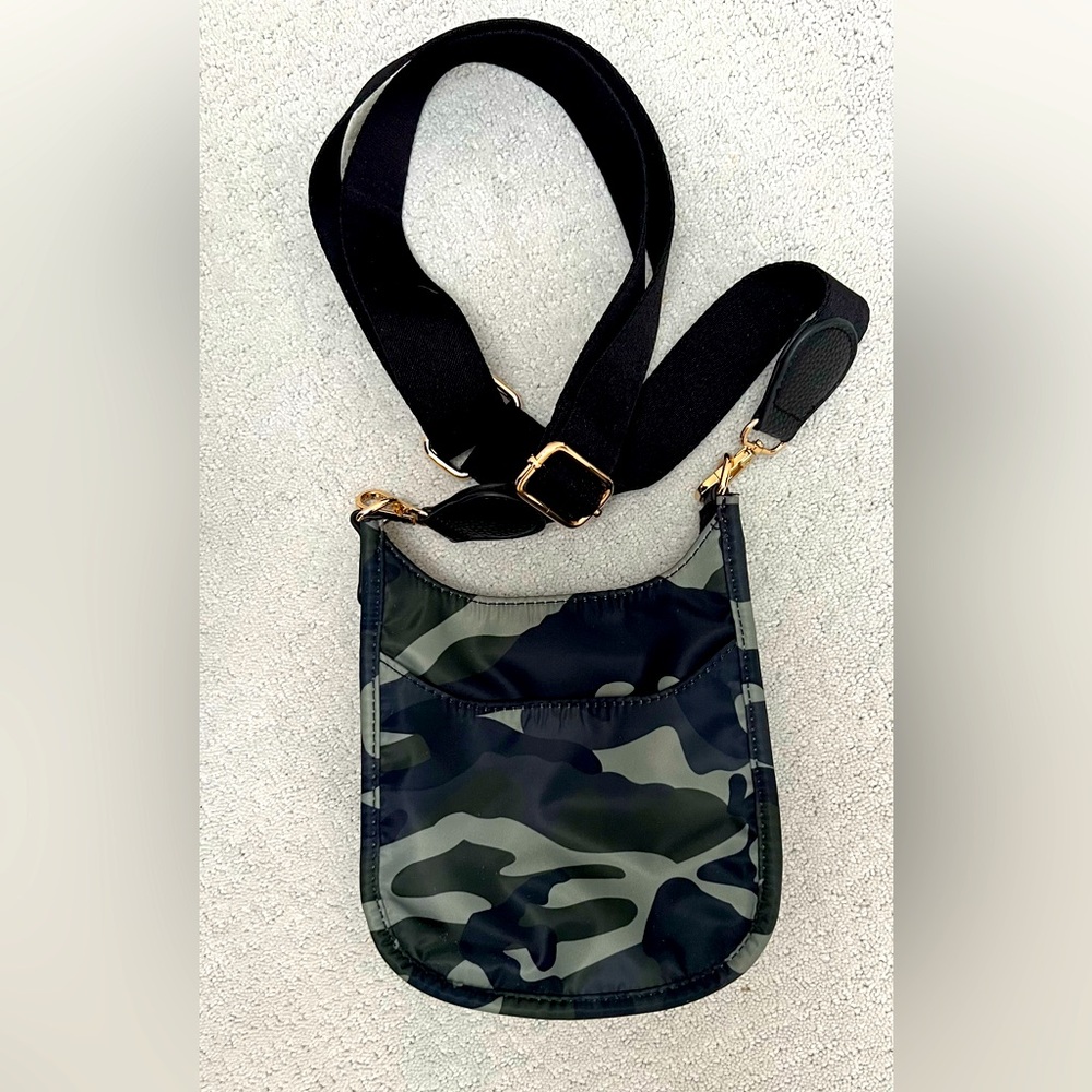 CROSSBODY // Camoflauge, Brass Hardware.